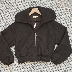 Madewell Fleece Dark Brown Zip-Up Jacket Sz Small